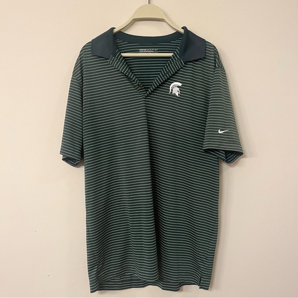 Nike Other - Nike Golf MSU Striped Embroidered Short Sleeve Polo Shirt Men’s Large